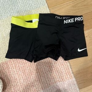 Nike Pro Black and Yellow Shorts Set